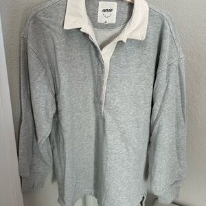 Aerie Polo in Gray and Cream